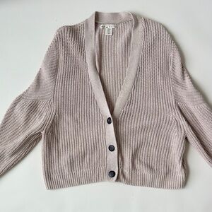 Light Beige Button-Up Cardigan